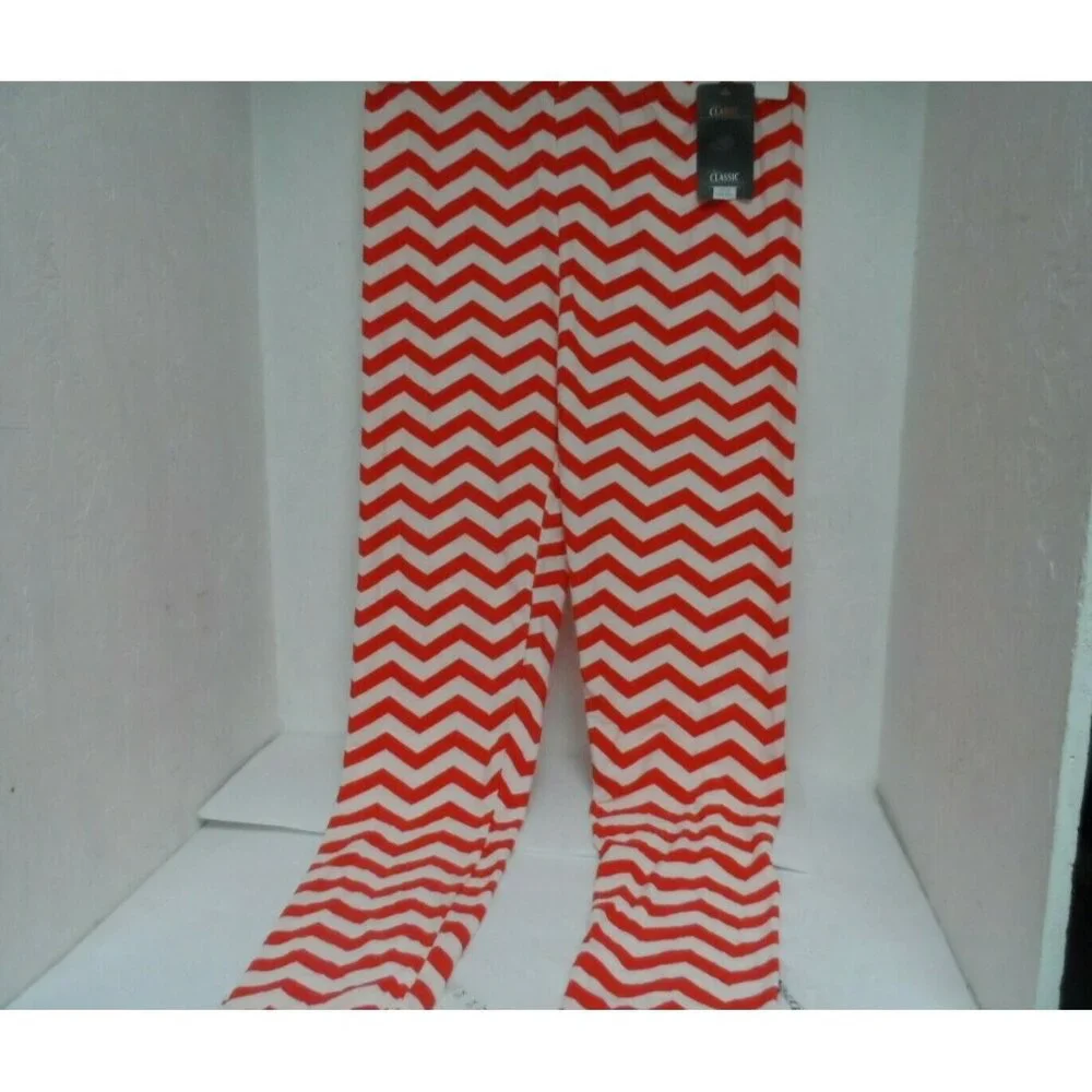 New Classic Women's Stretch Pants U1232 Orange/White Striped One Size New !!! - Picture 1 of 2